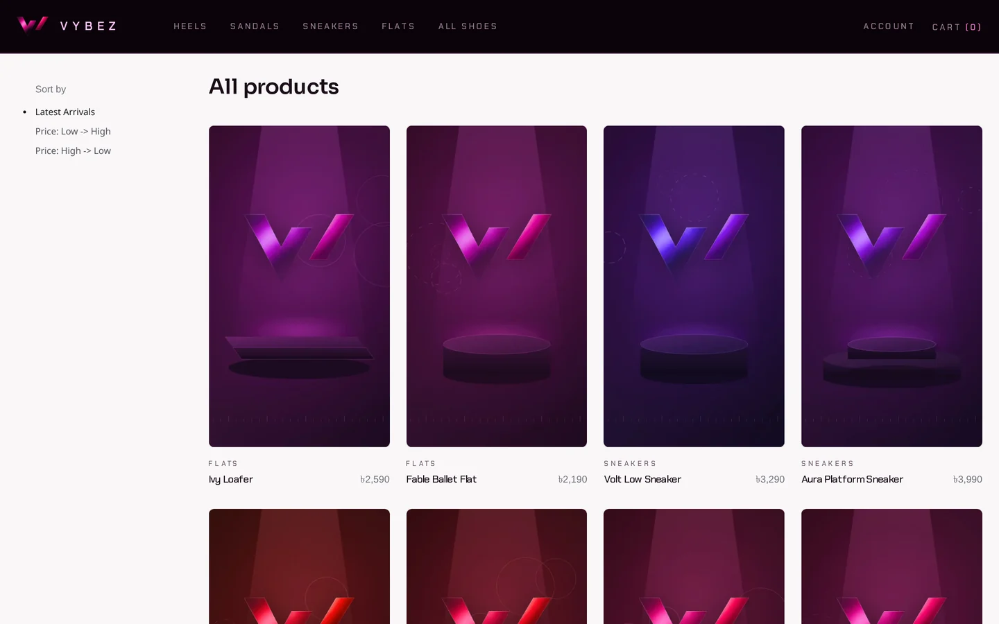 VYBEZ — Catalogue. Product imagery is placeholder art pending the brand's photography